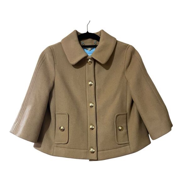 Draper James Womens Size 0 Camel Virgin Wool Blend Cropped Coat - Picture 1 of 4